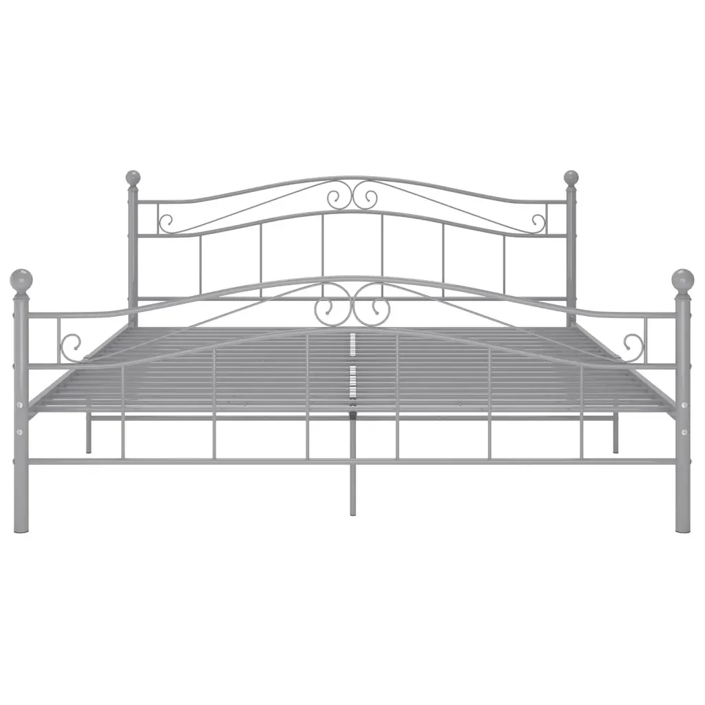 Letto matrimoniale | Letto per adulti | Giroletto Grigio in Metallo 160x200 cm - Image 3