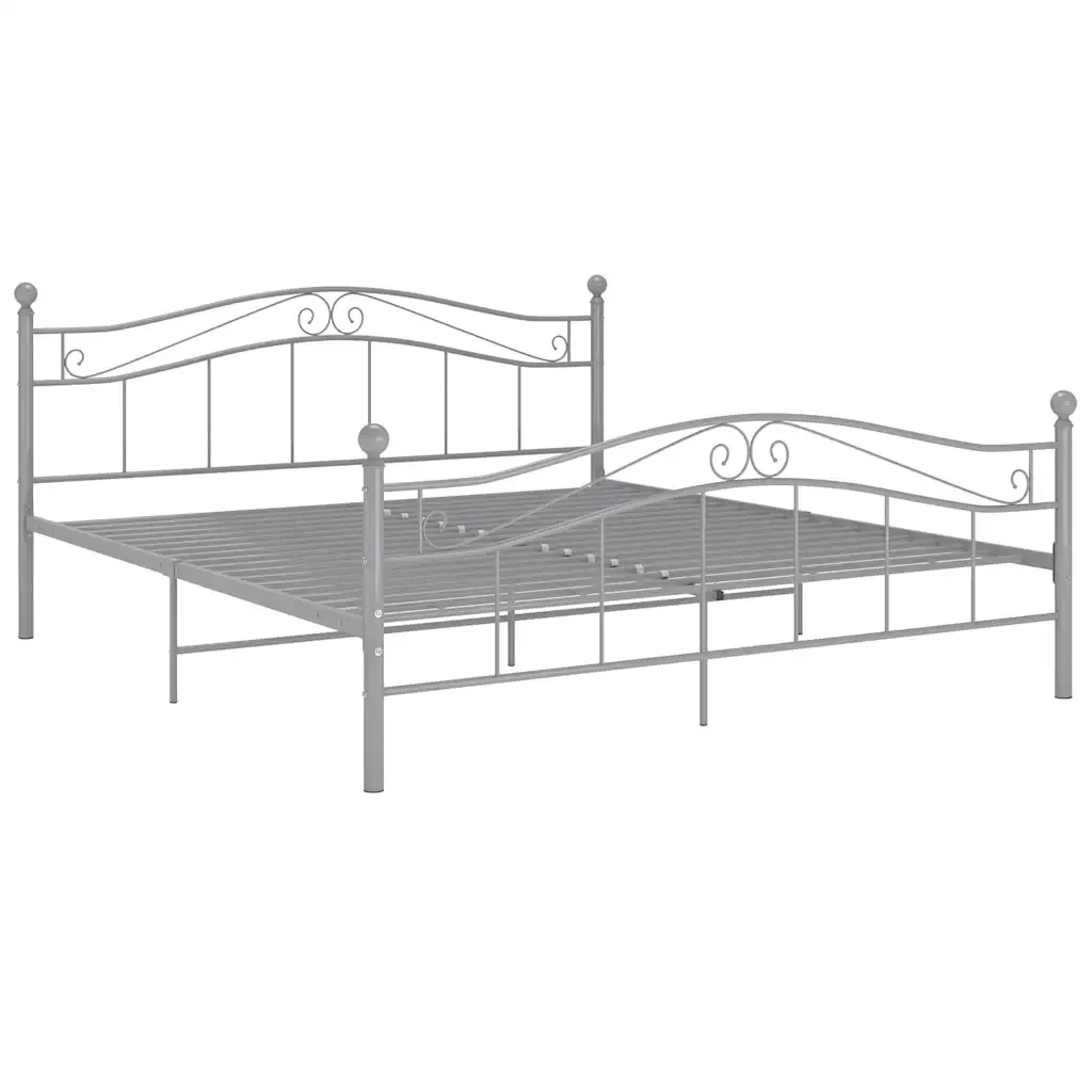 Letto matrimoniale | Letto per adulti | Giroletto Grigio in Metallo 180x200 cm - Image 2