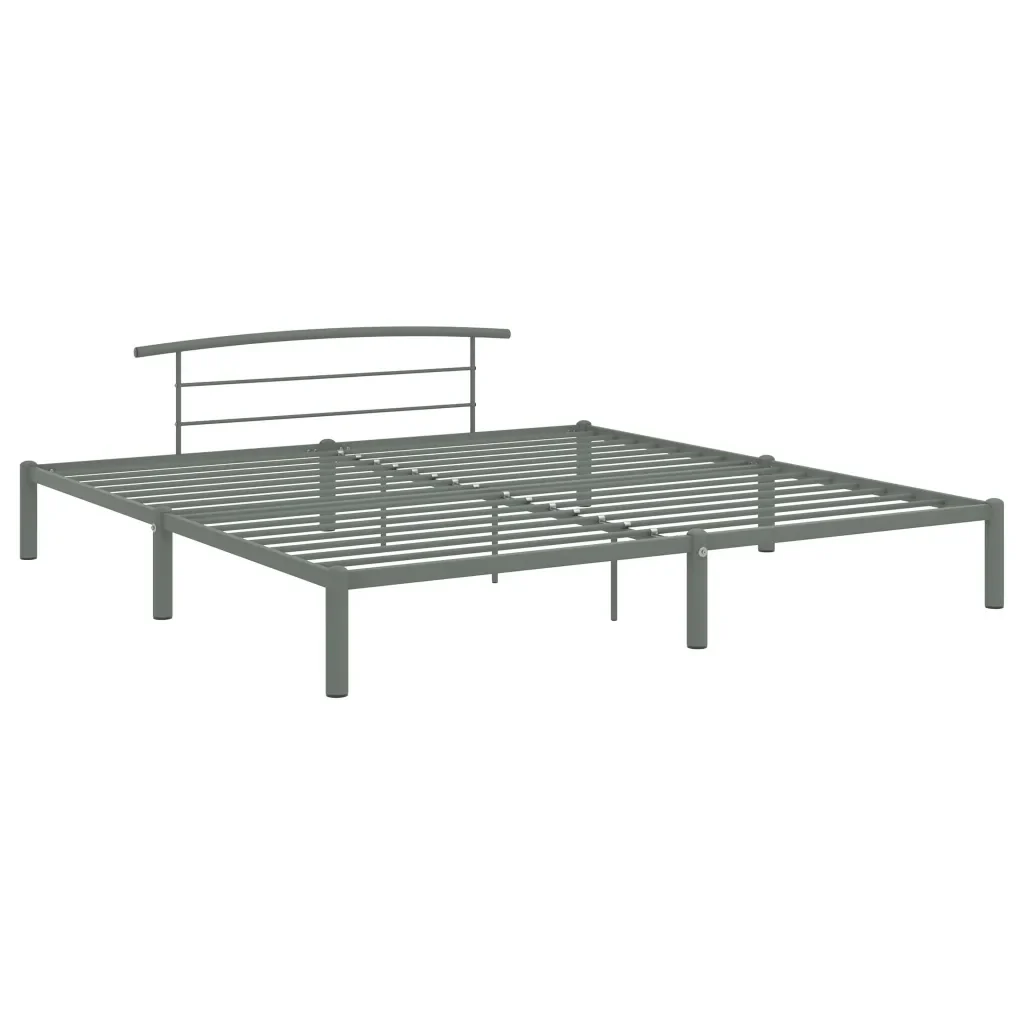 Letto matrimoniale | Letto per adulti | Giroletto Grigio in Metallo 200x200 cm - Image 2