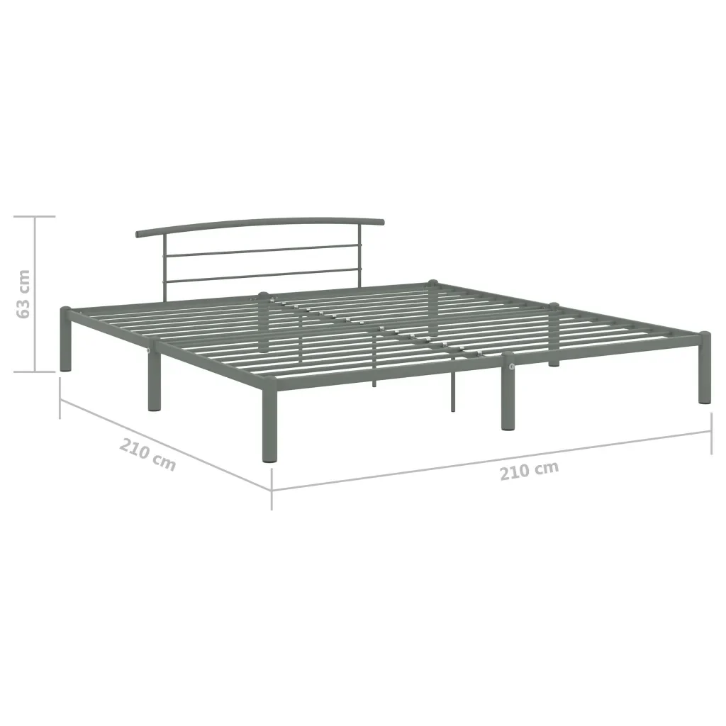 Letto matrimoniale | Letto per adulti | Giroletto Grigio in Metallo 200x200 cm - Image 7