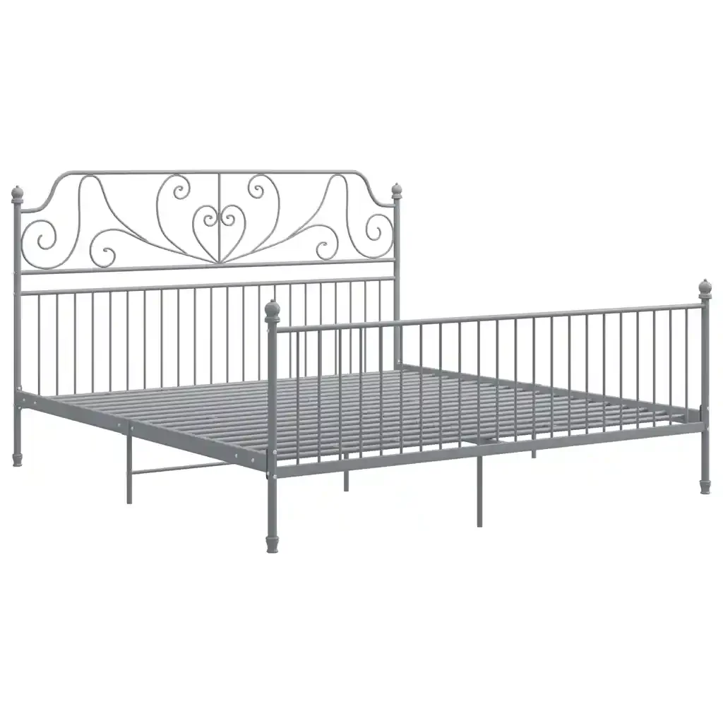 Letto matrimoniale | Letto per adulti | Giroletto Grigio in Metallo 200x200 cm - Image 2