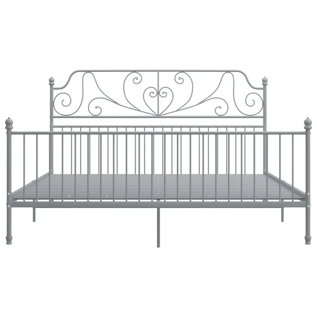 Letto matrimoniale | Letto per adulti | Giroletto Grigio in Metallo 200x200 cm - Image 4
