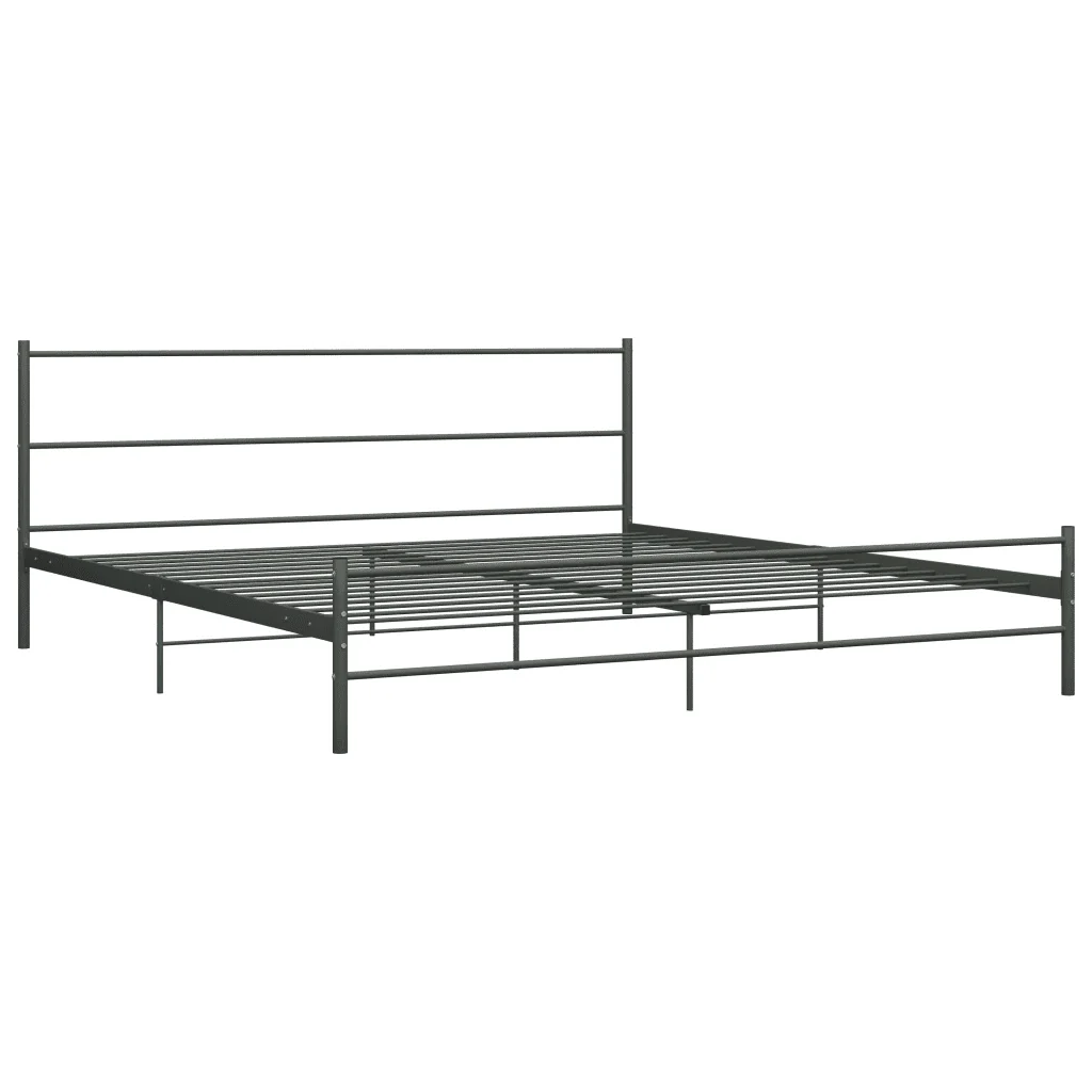 Letto matrimoniale | Letto per adulti | Giroletto Grigio in Metallo 200x200 cm - Image 2