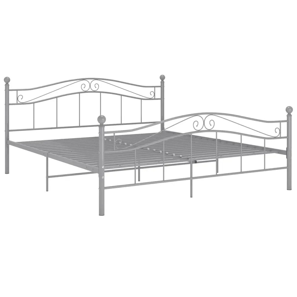 Letto matrimoniale | Letto per adulti | Giroletto Grigio in Metallo 200x200 cm - Image 2