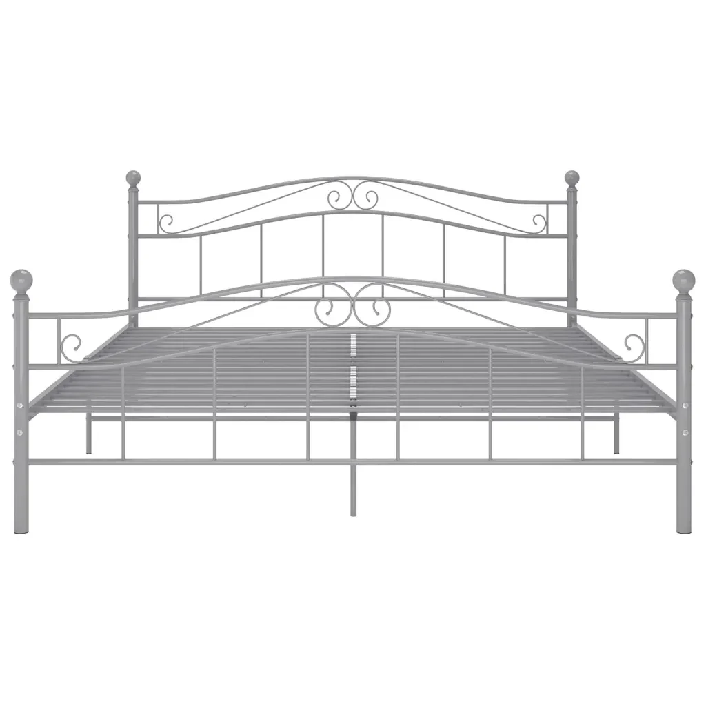 Letto matrimoniale | Letto per adulti | Giroletto Grigio in Metallo 200x200 cm - Image 4