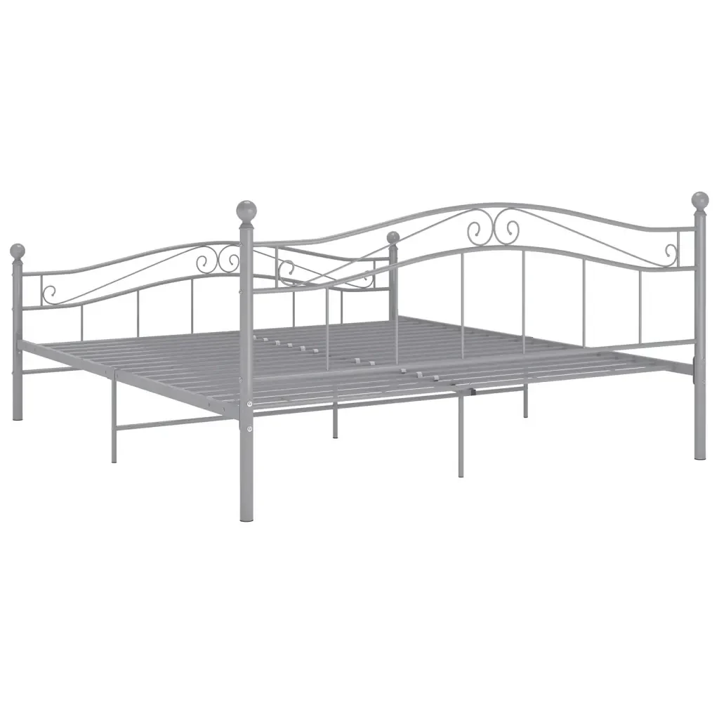 Letto matrimoniale | Letto per adulti | Giroletto Grigio in Metallo 200x200 cm - Image 5