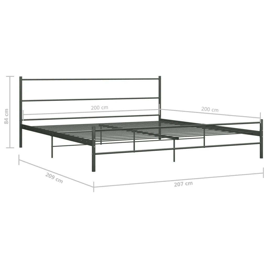 Letto matrimoniale | Letto per adulti | Giroletto Grigio in Metallo 200x200 cm - Image 7