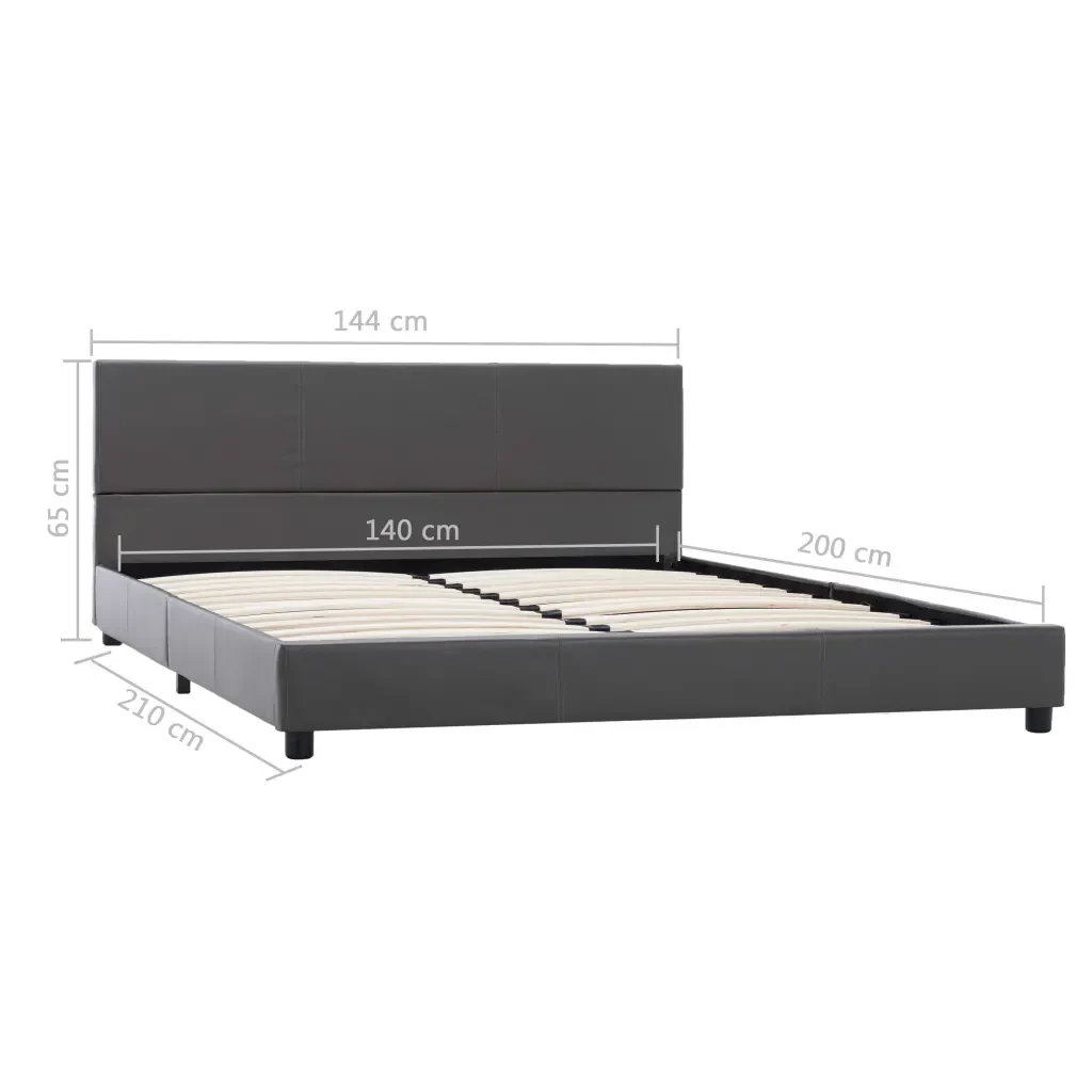Letto matrimoniale | Letto per adulti | Giroletto Grigio in Similpelle 140x200 cm - Image 7