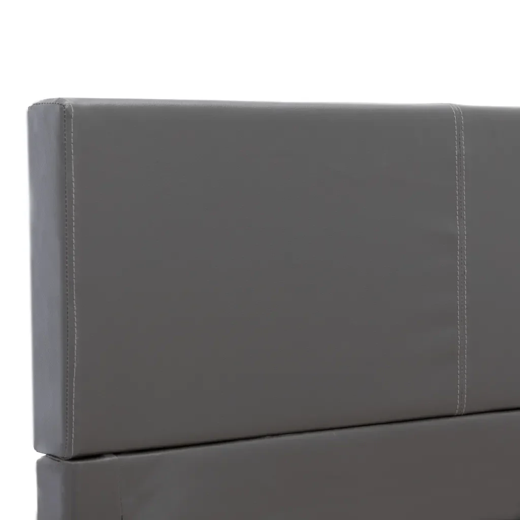 Letto matrimoniale | Letto per adulti | Giroletto Grigio in Similpelle 160x200 cm - Image 6