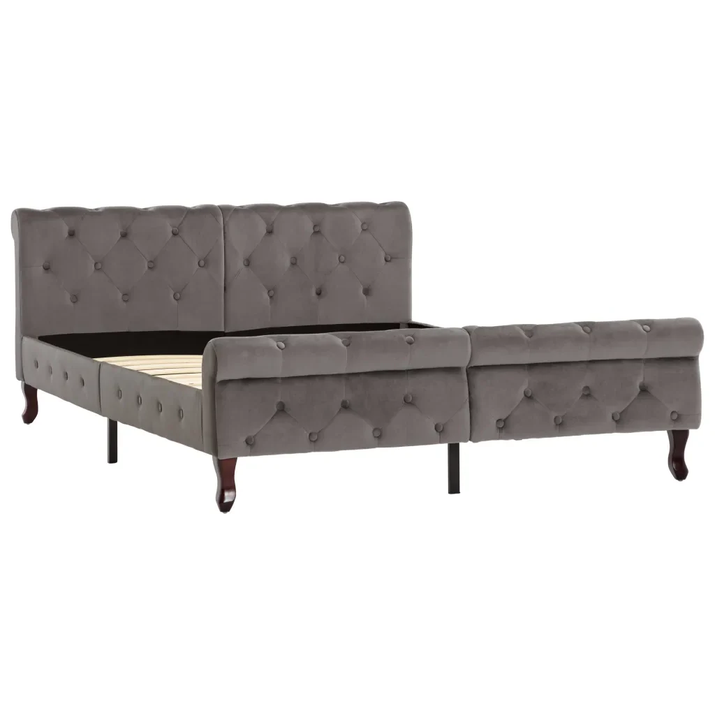 Letto matrimoniale | Letto per adulti | Giroletto Grigio in Velluto 140x200 cm - Image 2