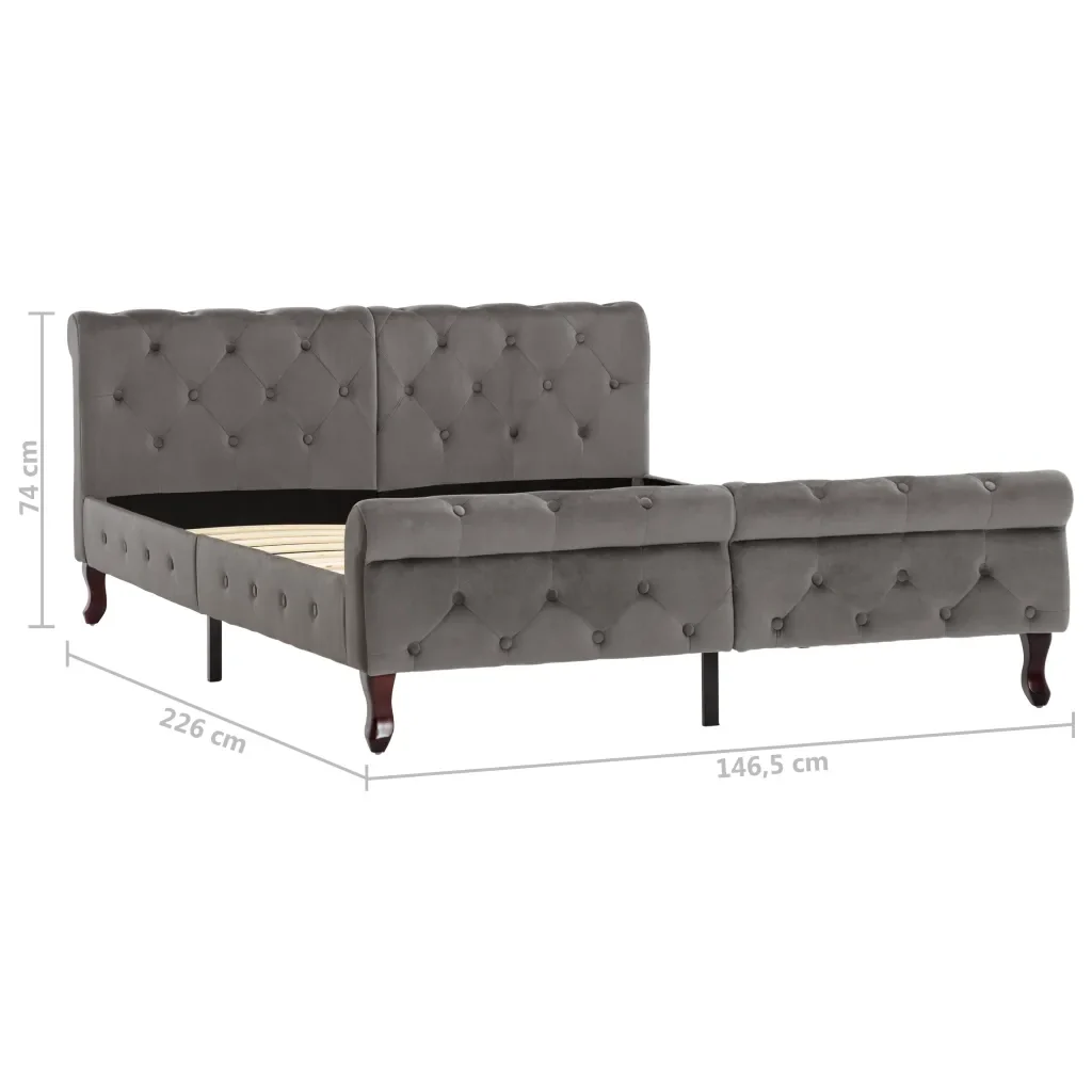 Letto matrimoniale | Letto per adulti | Giroletto Grigio in Velluto 140x200 cm - Image 7