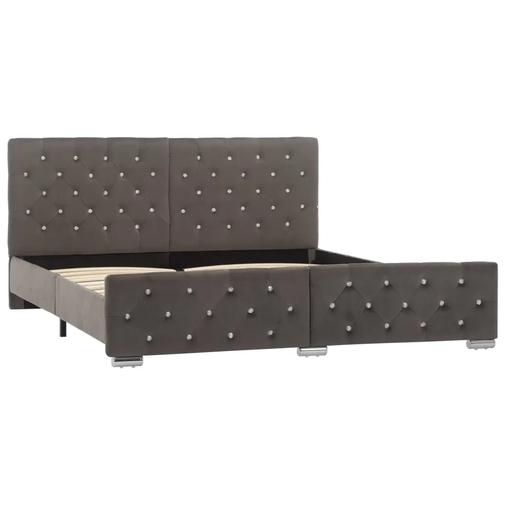 Letto matrimoniale | Letto per adulti | Giroletto Grigio in Velluto 160x200 cm