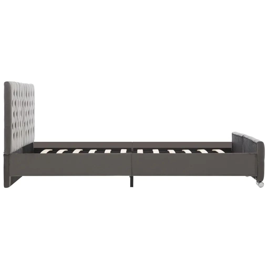 Letto matrimoniale | Letto per adulti | Giroletto Grigio in Velluto 160x200 cm - Image 5