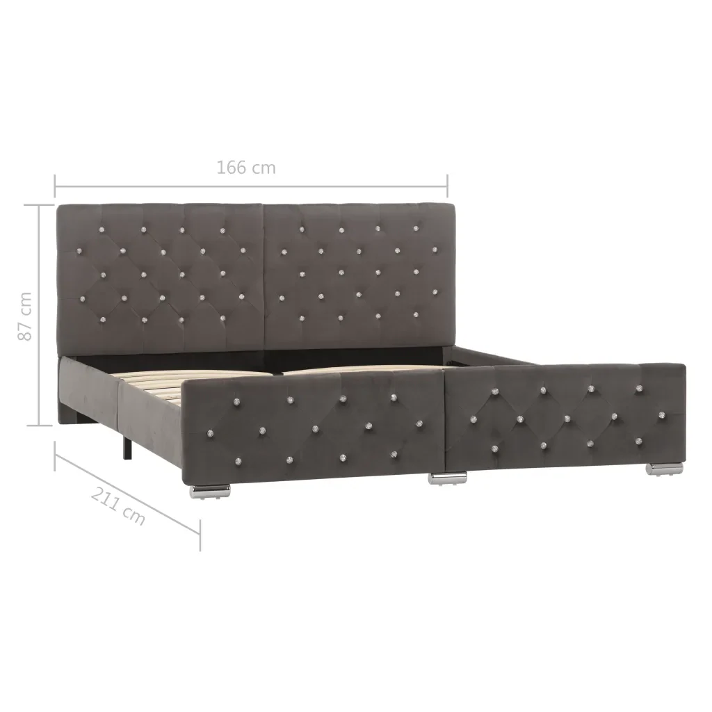Letto matrimoniale | Letto per adulti | Giroletto Grigio in Velluto 160x200 cm - Image 8