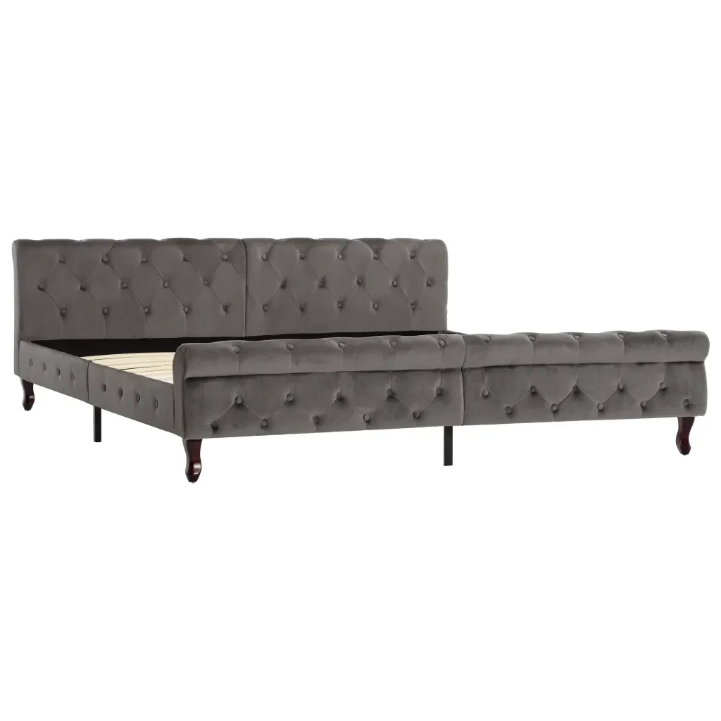 Letto matrimoniale | Letto per adulti | Giroletto Grigio in Velluto 200x200 cm - Image 2