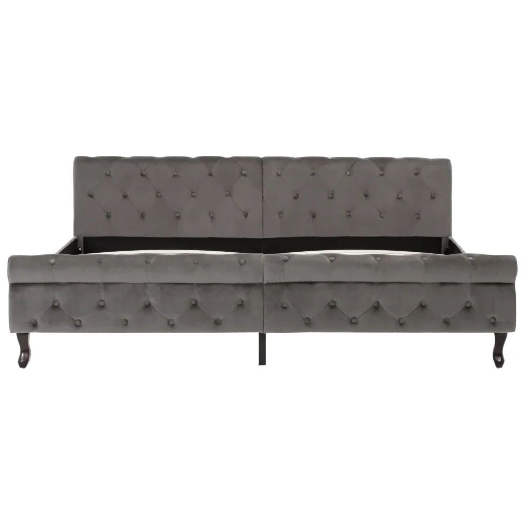 Letto matrimoniale | Letto per adulti | Giroletto Grigio in Velluto 200x200 cm - Image 3