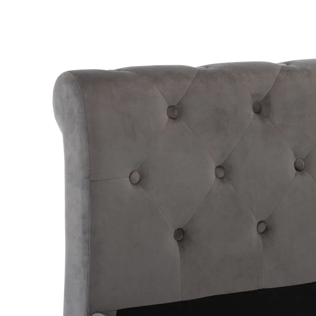 Letto matrimoniale | Letto per adulti | Giroletto Grigio in Velluto 200x200 cm - Image 5