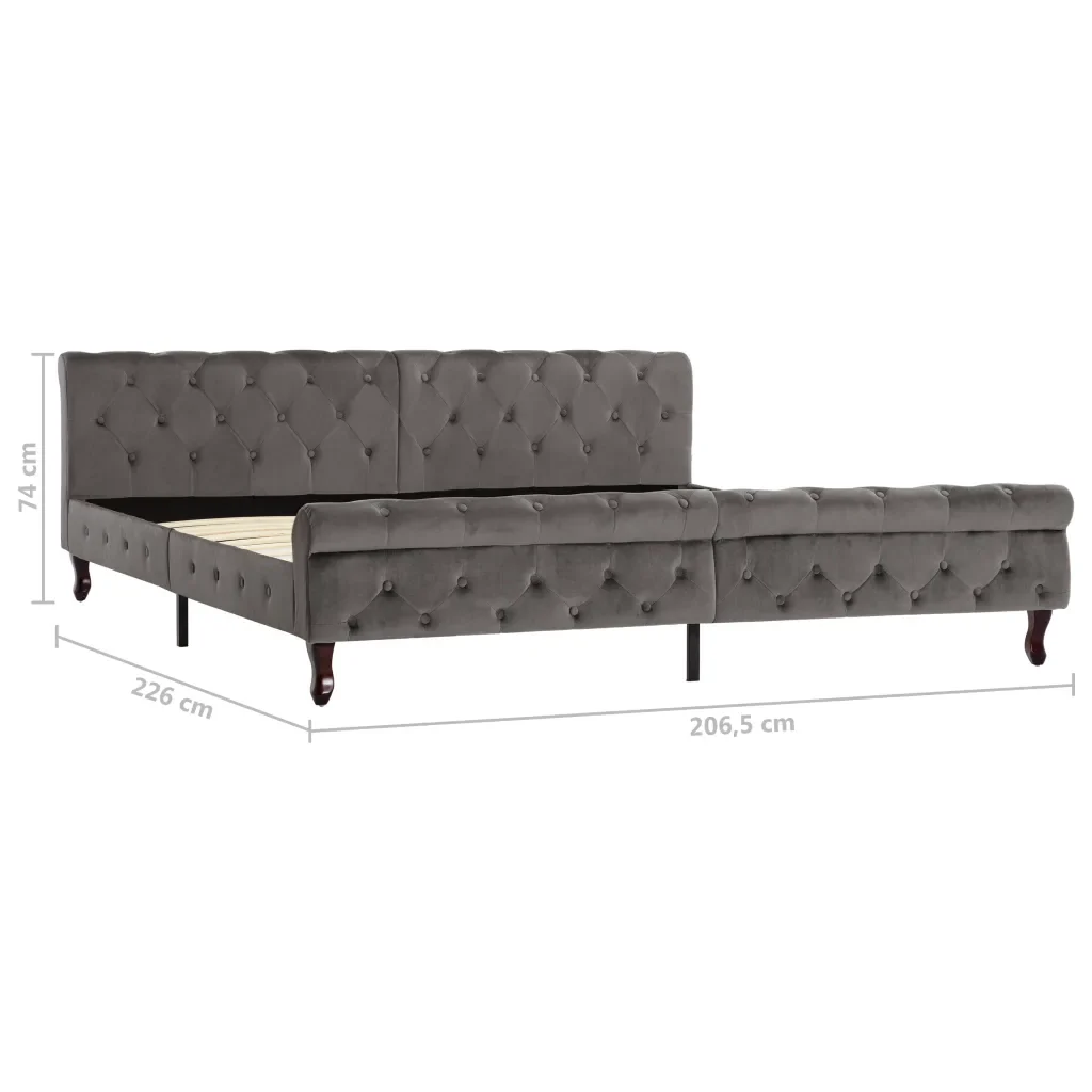 Letto matrimoniale | Letto per adulti | Giroletto Grigio in Velluto 200x200 cm - Image 7