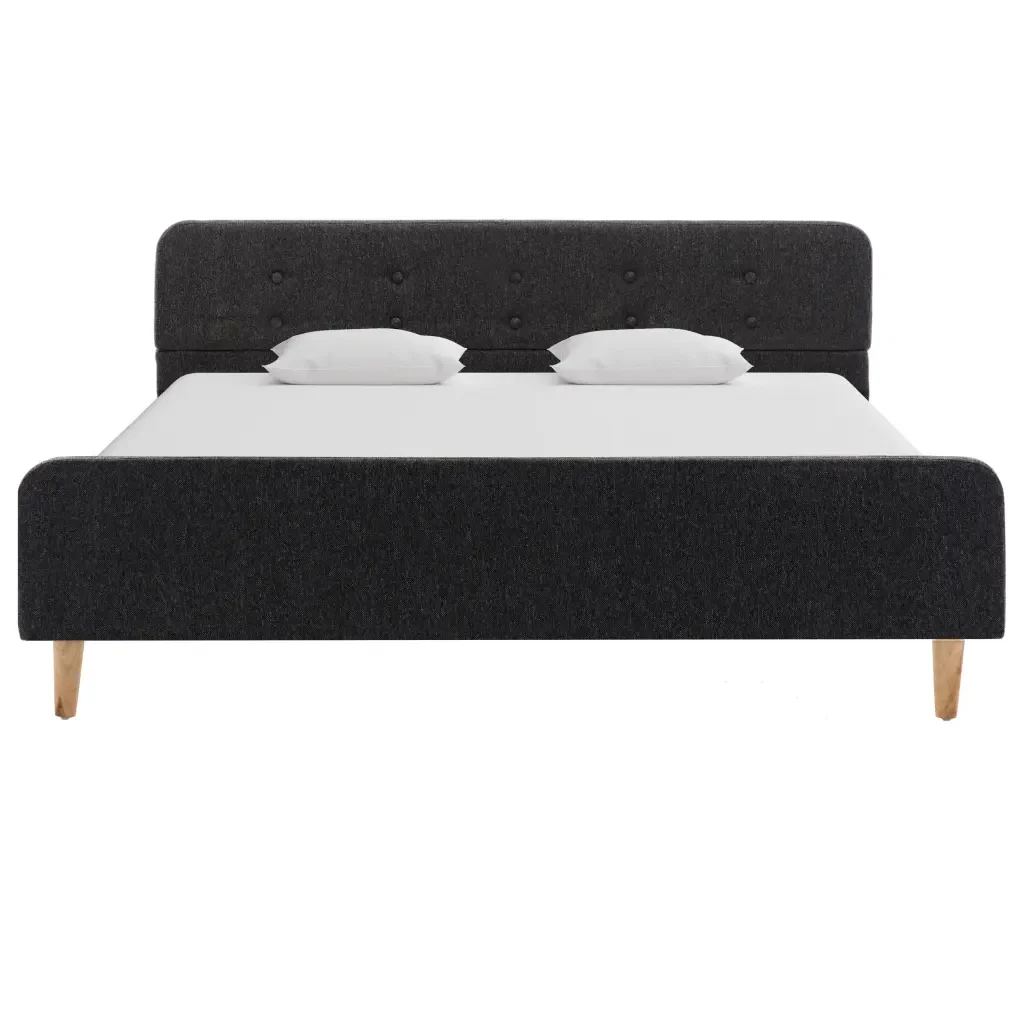 Letto matrimoniale | Letto per adulti | Giroletto Grigio Scuro in Stoffa Ruvida 140x200 cm - Image 4