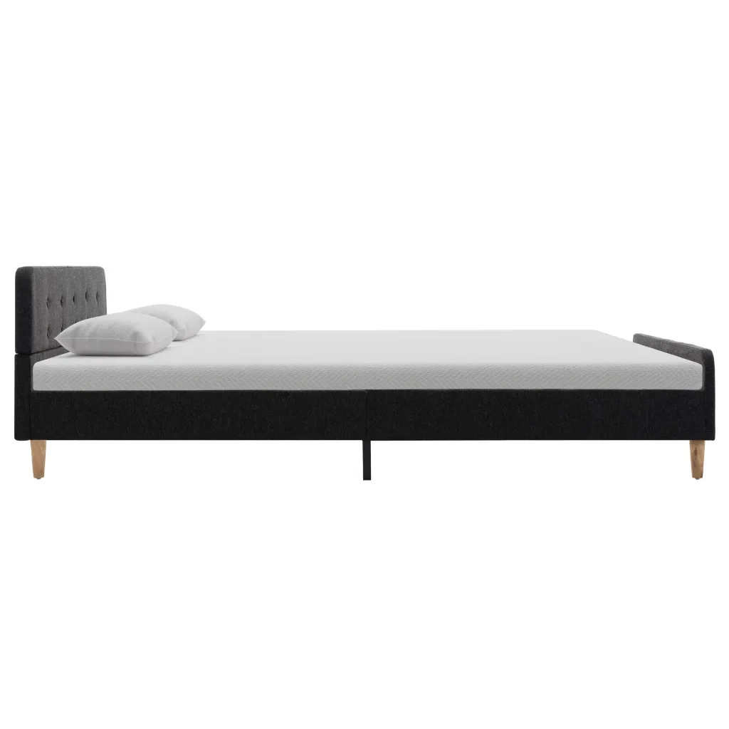 Letto matrimoniale | Letto per adulti | Giroletto Grigio Scuro in Stoffa Ruvida 160x200 cm - Image 5