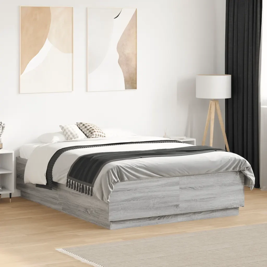 Letto matrimoniale | Letto per adulti | Giroletto Grigio Sonoma 120x190 cm in Legno Multistrato - Image 2