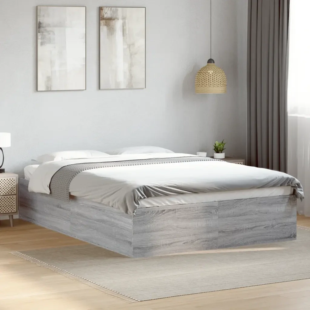 Letto matrimoniale | Letto per adulti | Giroletto Grigio Sonoma 120x190 cm in Legno Multistrato - Image 2