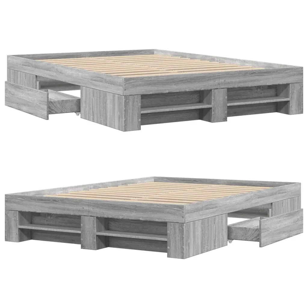Letto matrimoniale | Letto per adulti | Giroletto Grigio Sonoma 120x190 cm in Legno Multistrato - Image 8