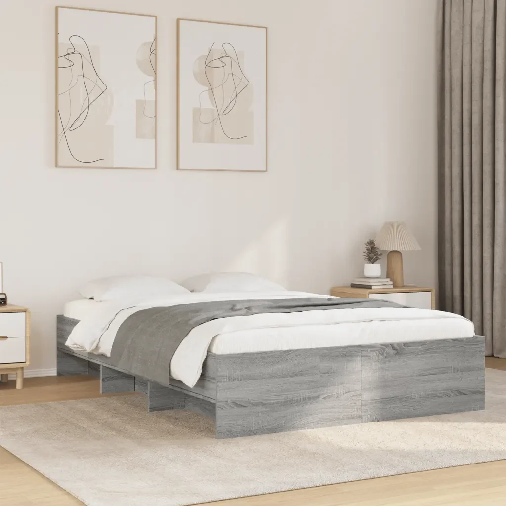 Letto matrimoniale | Letto per adulti | Giroletto Grigio Sonoma 120x190 cm in Legno Multistrato - Image 2