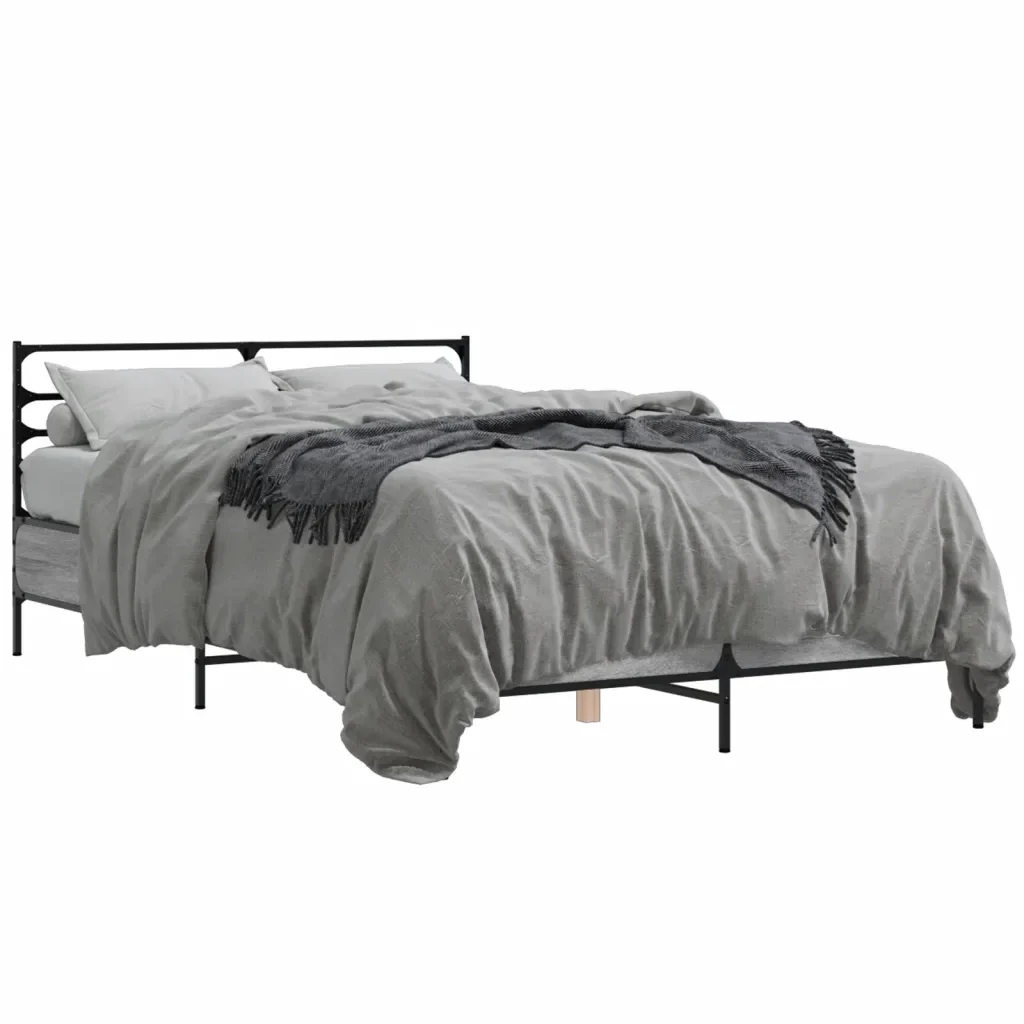 Letto matrimoniale | Letto per adulti | Giroletto Grigio Sonoma 120x190 cm in Legno Multistrato Metallo