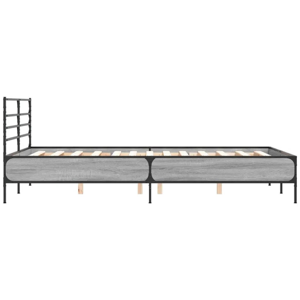 Letto matrimoniale | Letto per adulti | Giroletto Grigio Sonoma 120x190 cm in Legno Multistrato Metallo - Image 5
