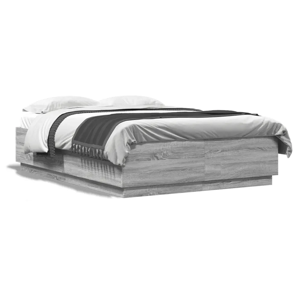 Letto matrimoniale | Letto per adulti | Giroletto Grigio Sonoma 120x200 cm in Legno Multistrato