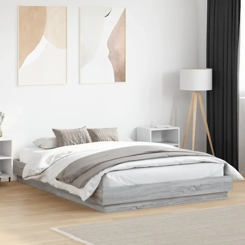 Letto matrimoniale | Letto per adulti | Giroletto Grigio Sonoma 120x200 cm in Legno Multistrato - Image 2