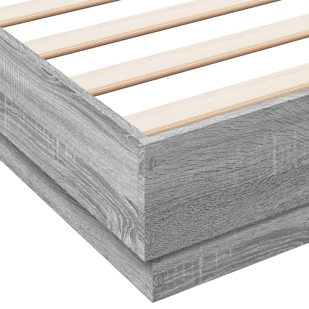 Letto matrimoniale | Letto per adulti | Giroletto Grigio Sonoma 120x200 cm in Legno Multistrato - Image 7