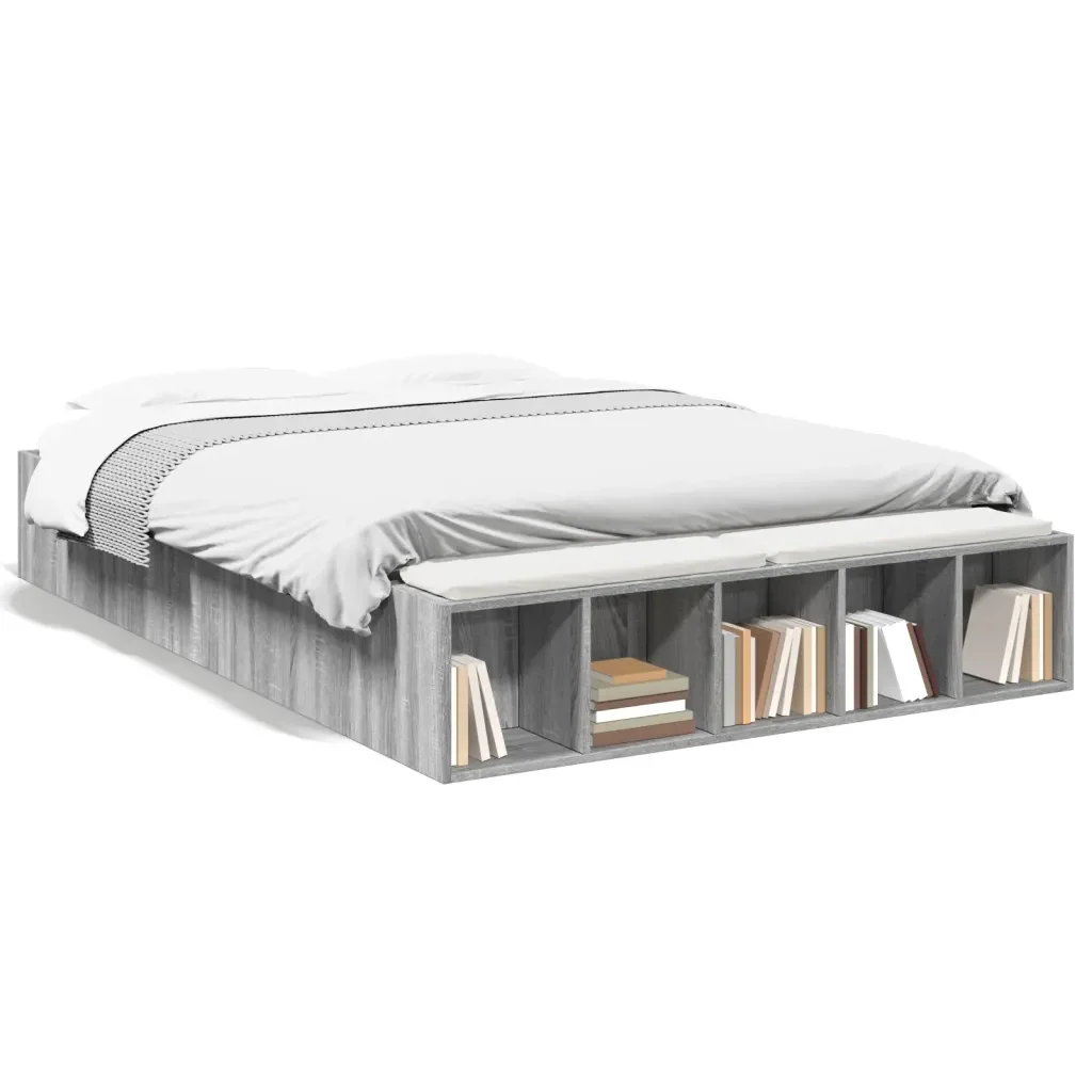 Letto matrimoniale | Letto per adulti | Giroletto Grigio Sonoma 120x200 cm in Legno Multistrato