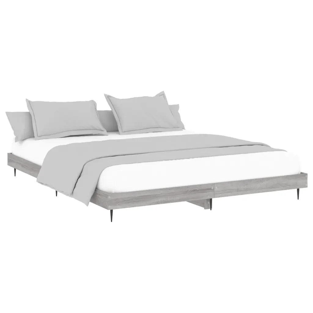 Letto matrimoniale | Letto per adulti | Giroletto Grigio Sonoma 120x200 cm in Legno Multistrato - Image 3
