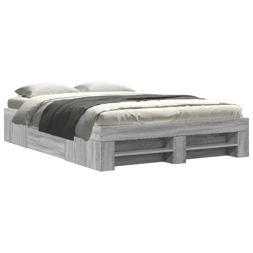 Letto matrimoniale | Letto per adulti | Giroletto Grigio Sonoma 120x200 cm in Legno Multistrato