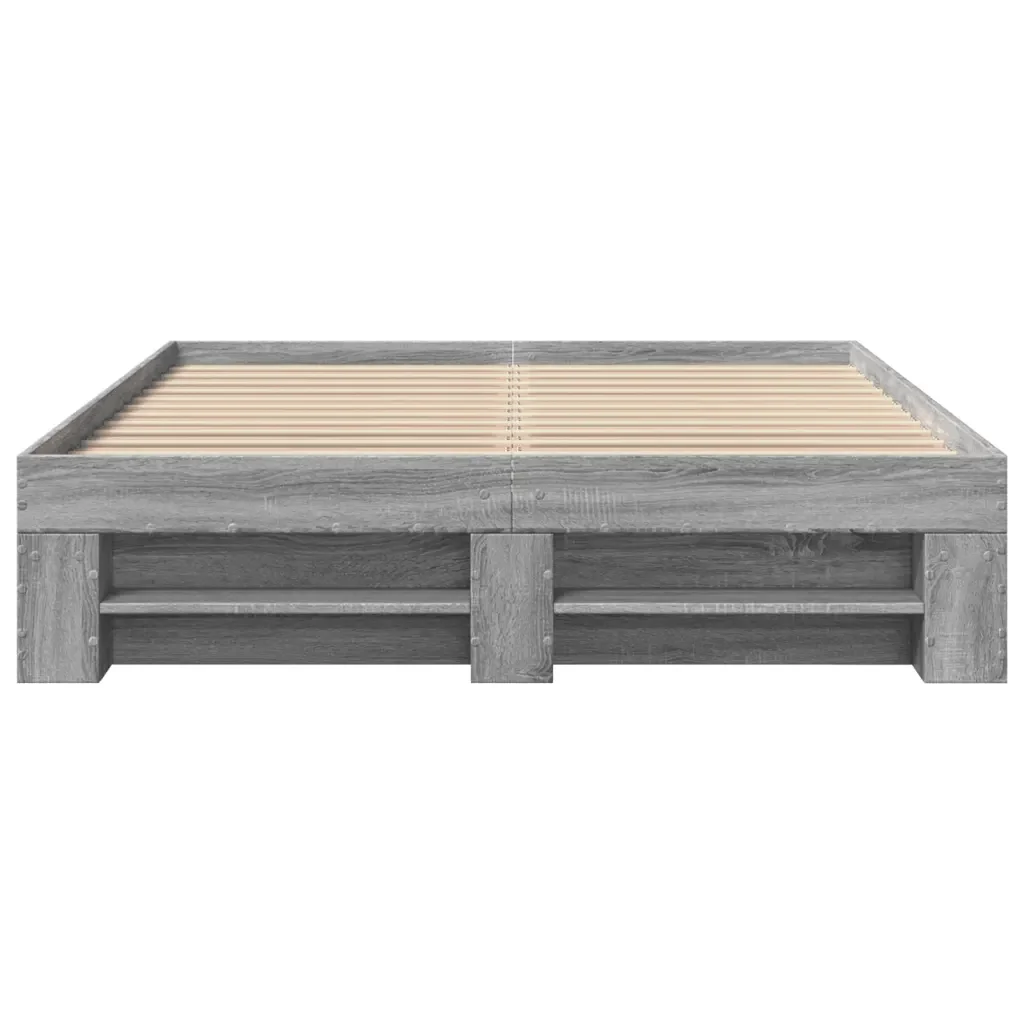 Letto matrimoniale | Letto per adulti | Giroletto Grigio Sonoma 120x200 cm in Legno Multistrato - Image 5
