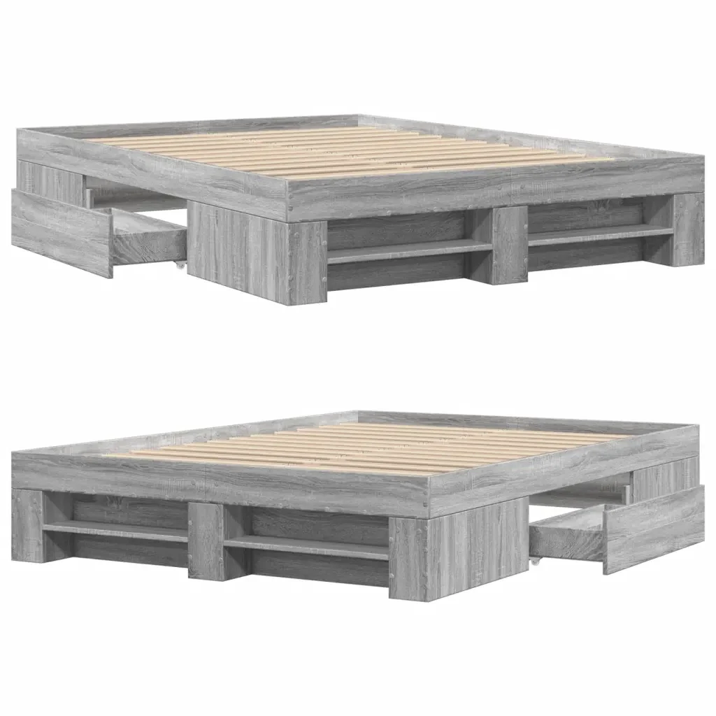 Letto matrimoniale | Letto per adulti | Giroletto Grigio Sonoma 120x200 cm in Legno Multistrato - Image 8