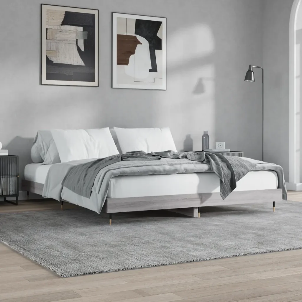 Letto matrimoniale | Letto per adulti | Giroletto Grigio Sonoma 120x200 cm in Legno Multistrato - Image 2