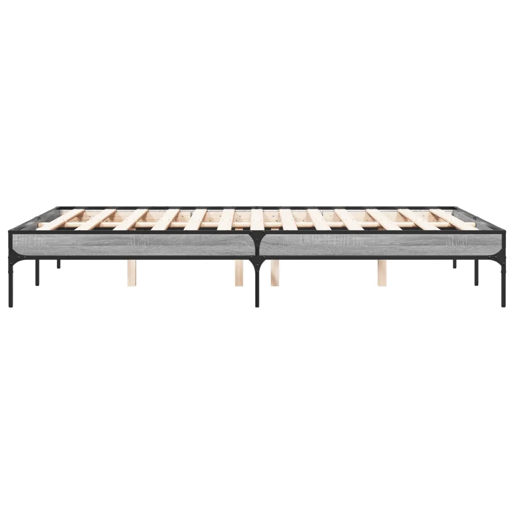 Letto matrimoniale | Letto per adulti | Giroletto Grigio Sonoma 120x200 cm in Legno Multistrato Metallo - Image 5