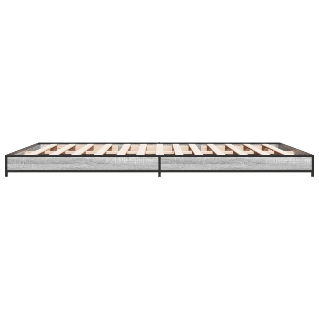 Letto matrimoniale | Letto per adulti | Giroletto Grigio Sonoma 120x200 cm in Legno Multistrato Metallo - Image 5