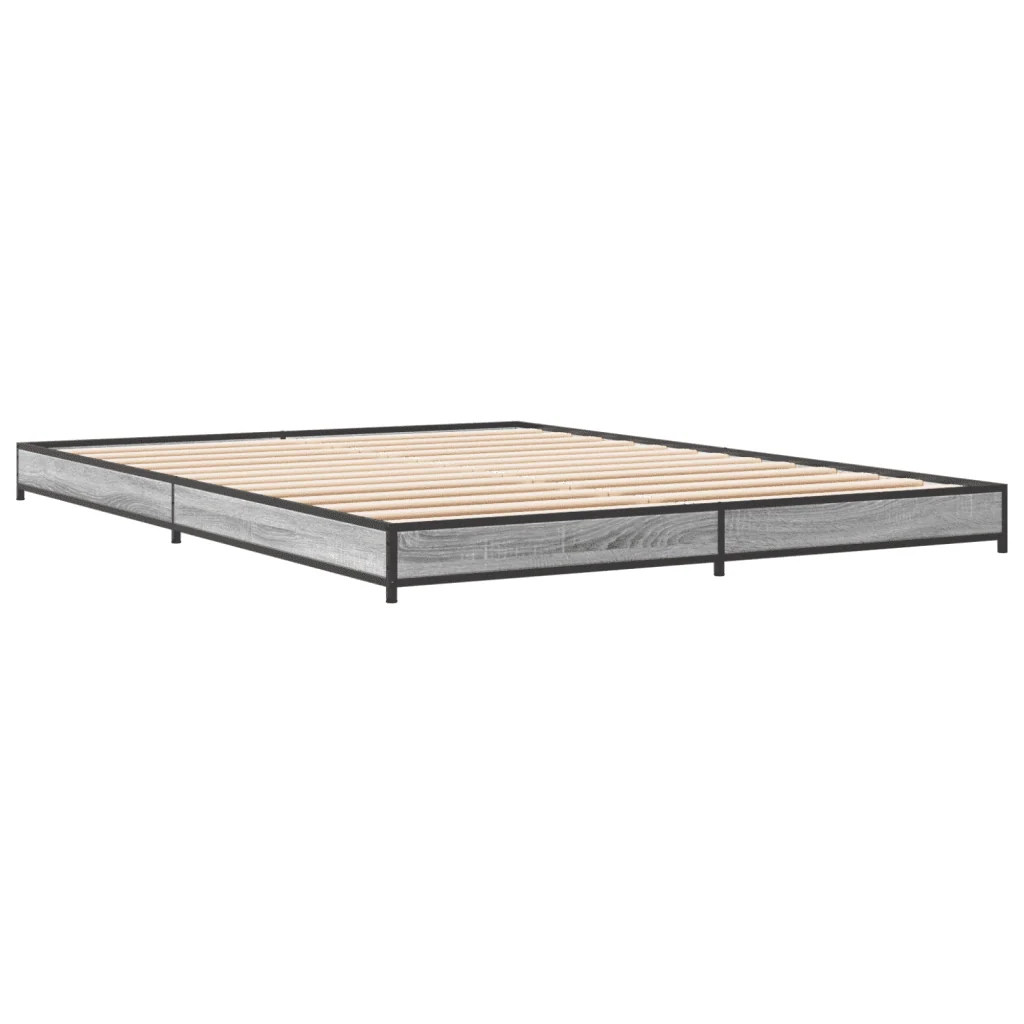 Letto matrimoniale | Letto per adulti | Giroletto Grigio Sonoma 120x200 cm in Legno Multistrato Metallo - Image 6