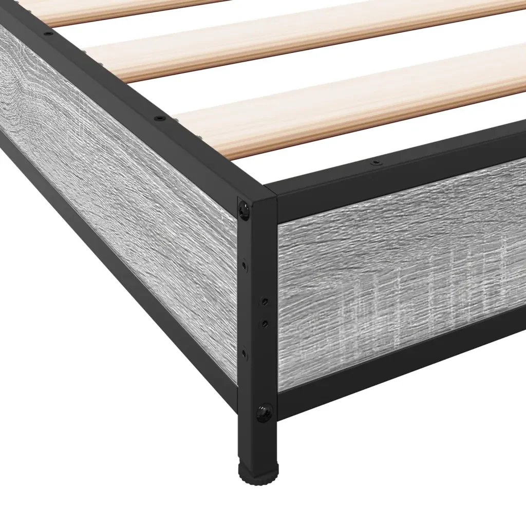Letto matrimoniale | Letto per adulti | Giroletto Grigio Sonoma 120x200 cm in Legno Multistrato Metallo - Image 7