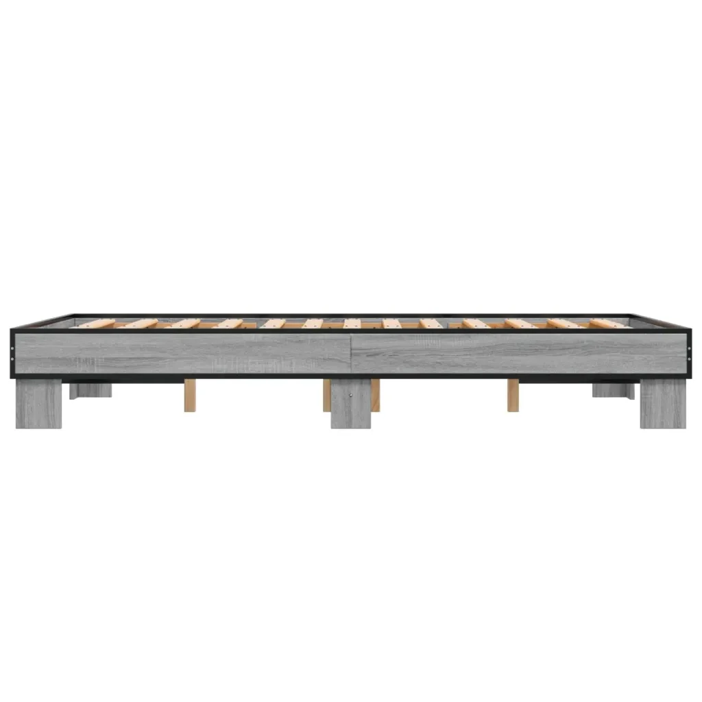 Letto matrimoniale | Letto per adulti | Giroletto Grigio Sonoma 120x200 cm in Legno Multistrato Metallo - Image 5