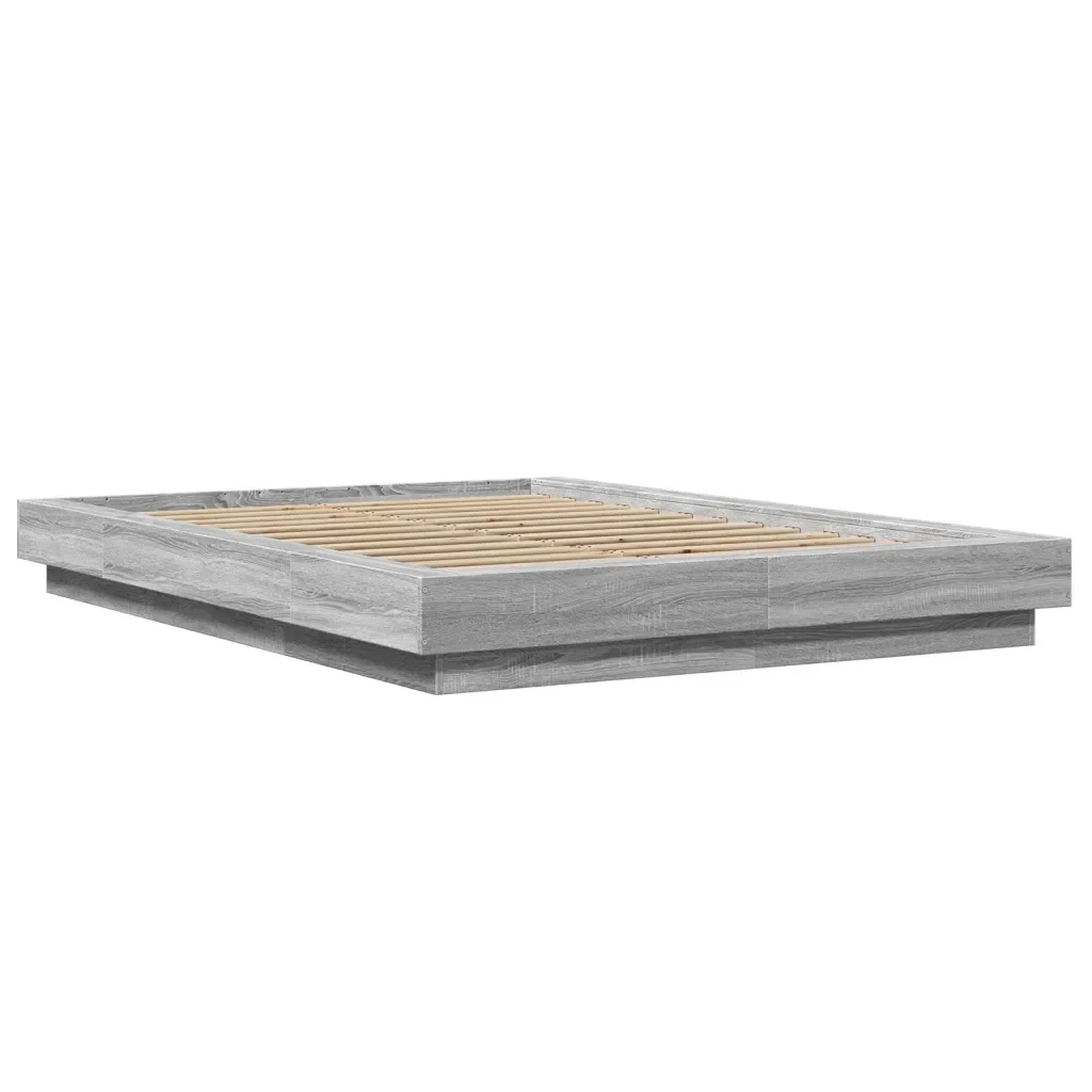 Letto matrimoniale | Letto per adulti | Giroletto Grigio Sonoma 135x190 cm in Legno Multistrato - Image 3