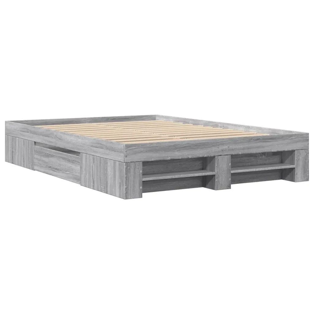 Letto matrimoniale | Letto per adulti | Giroletto Grigio Sonoma 135x190 cm in Legno Multistrato - Image 3