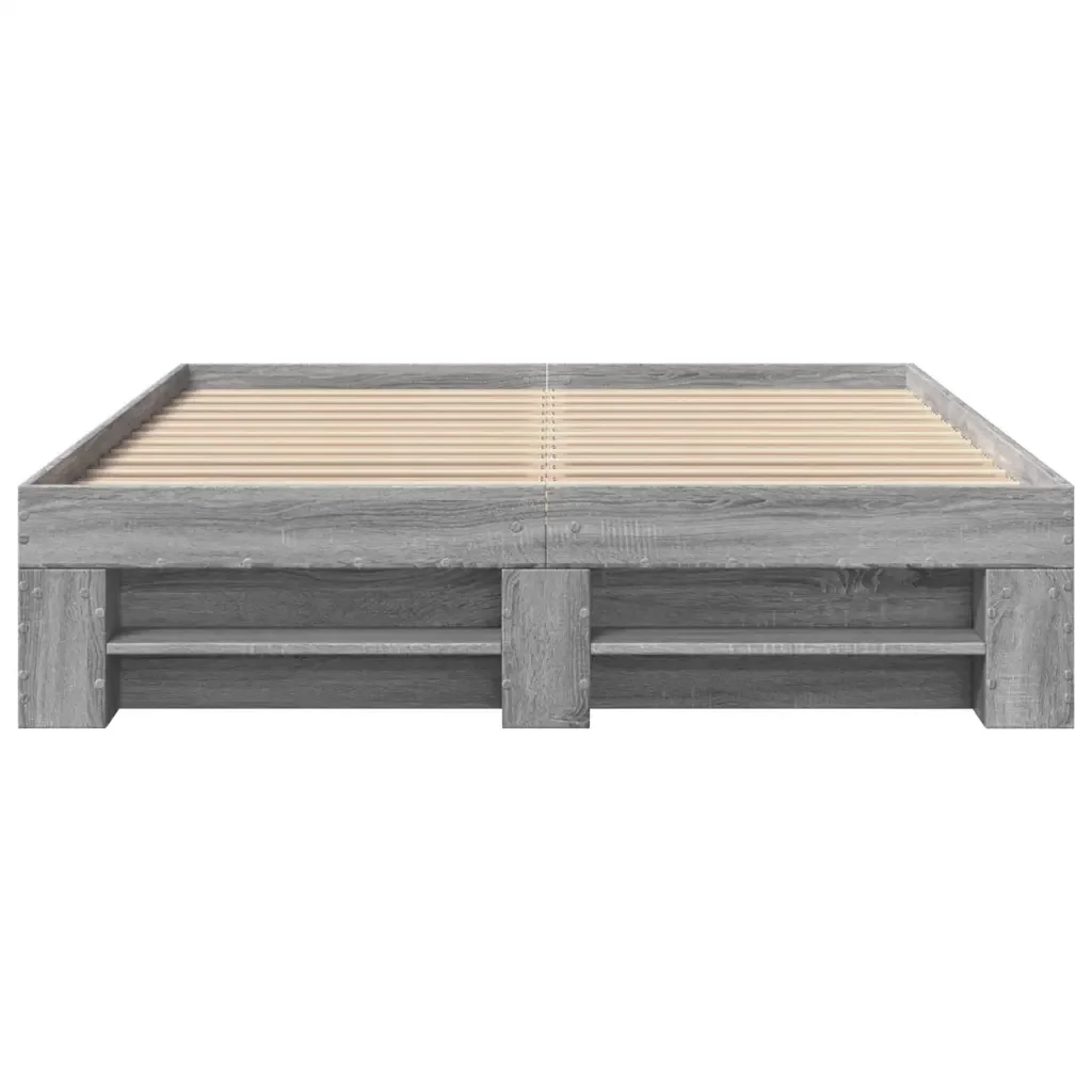 Letto matrimoniale | Letto per adulti | Giroletto Grigio Sonoma 135x190 cm in Legno Multistrato - Image 5
