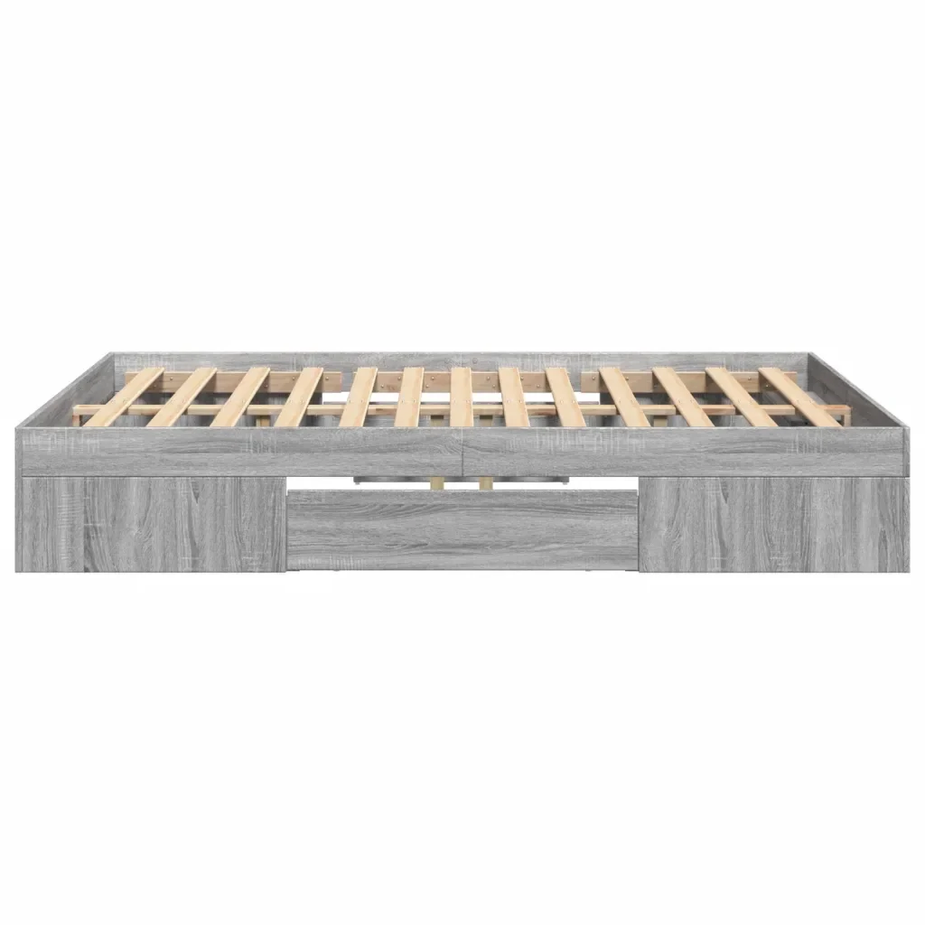 Letto matrimoniale | Letto per adulti | Giroletto Grigio Sonoma 135x190 cm in Legno Multistrato - Image 6
