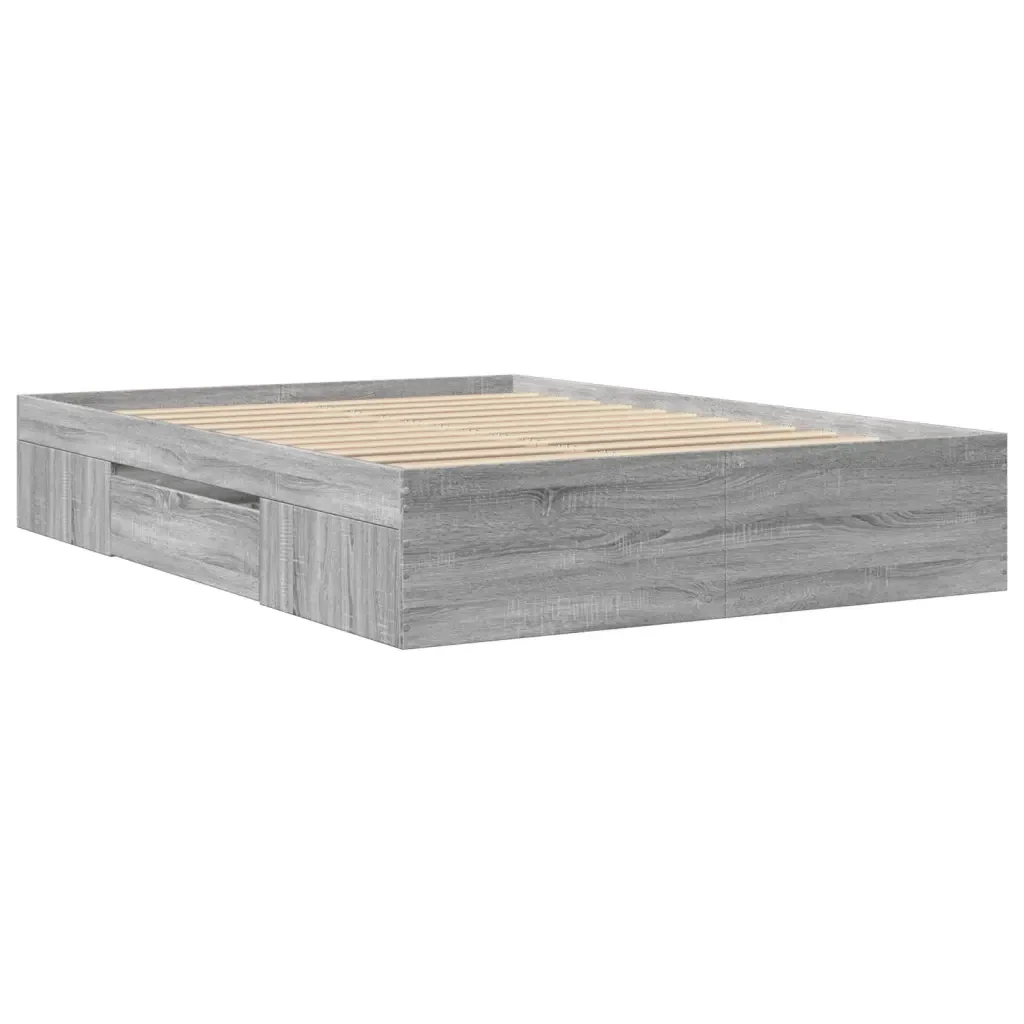 Letto matrimoniale | Letto per adulti | Giroletto Grigio Sonoma 135x190 cm in Legno Multistrato - Image 7