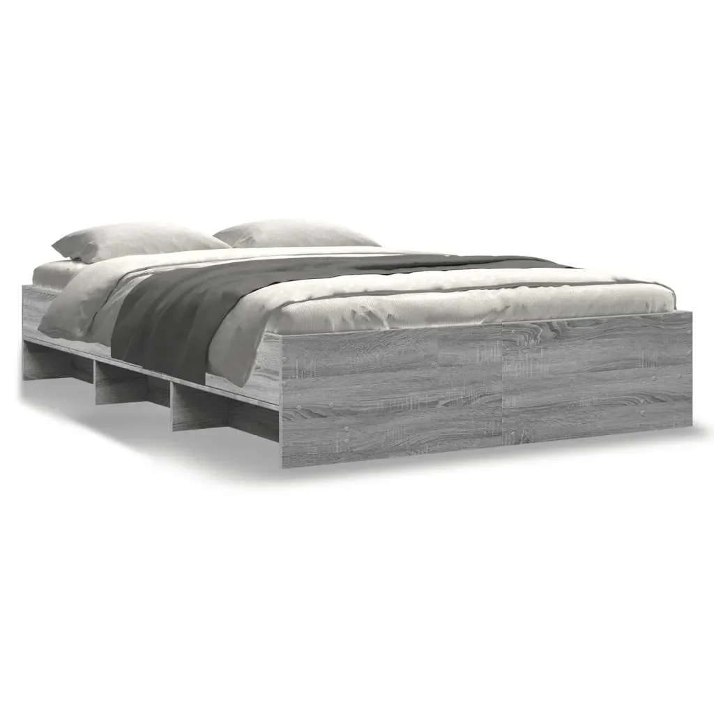 Letto matrimoniale | Letto per adulti | Giroletto Grigio Sonoma 135x190 cm in Legno Multistrato